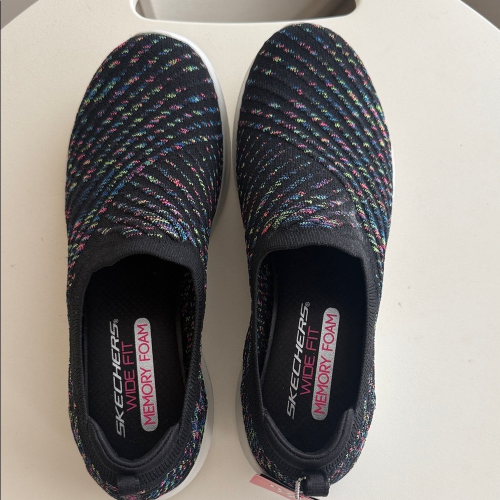 Skechers Black with Colorful Accents Slip-On Shoes